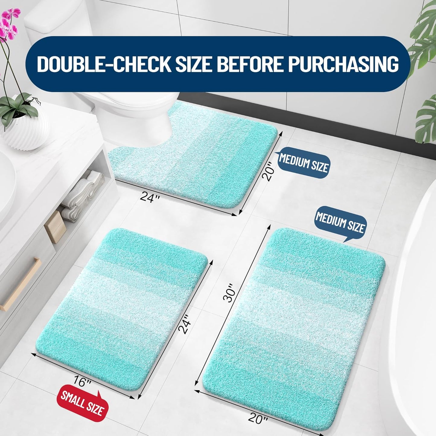 OLANLY Bath Rugs Mat - Extra Soft Microfiber, Quick Dry & Machine Washable | 30x20 Teal Color
