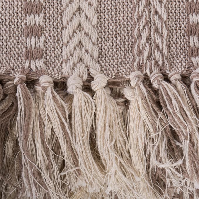 DII Braided Striped Decorative Throw Blanket, 50x60, Stone