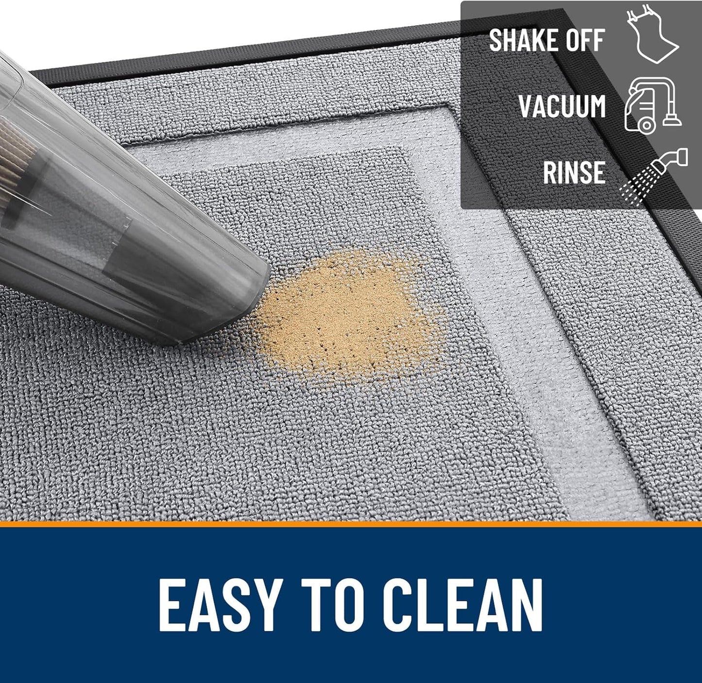 OLANLY Waterproof Front Door Mat - All-Season Indoor Outdoor Doormat, Easy Clean, 47x23, Silver Gray