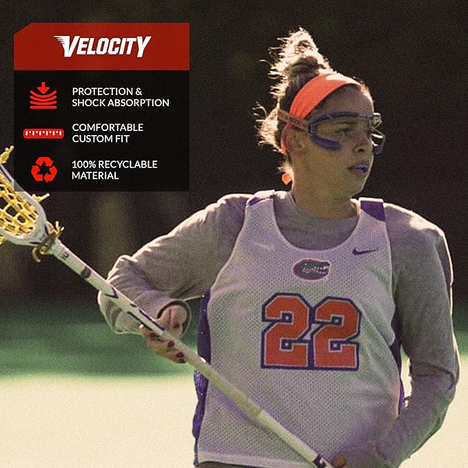 Velocity Champion Junior Mouthguard, 1 Pack, Black & Orange - for Ages 5 to 10 - Ideal for Lacrosse, Football, Hockey, Basketball, Soccer, Boxing, Martial Arts, Field Hockey, and More